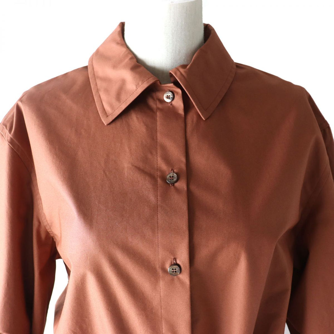 HERMES Long sleeve shirt cotton Brown 36