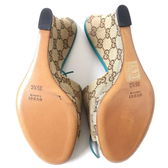 GUCCI Sandals GG canvas Beige x Green type 35.5