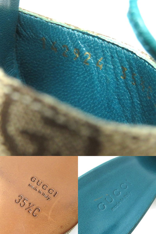 GUCCI Sandals GG canvas Beige x Green type 35.5