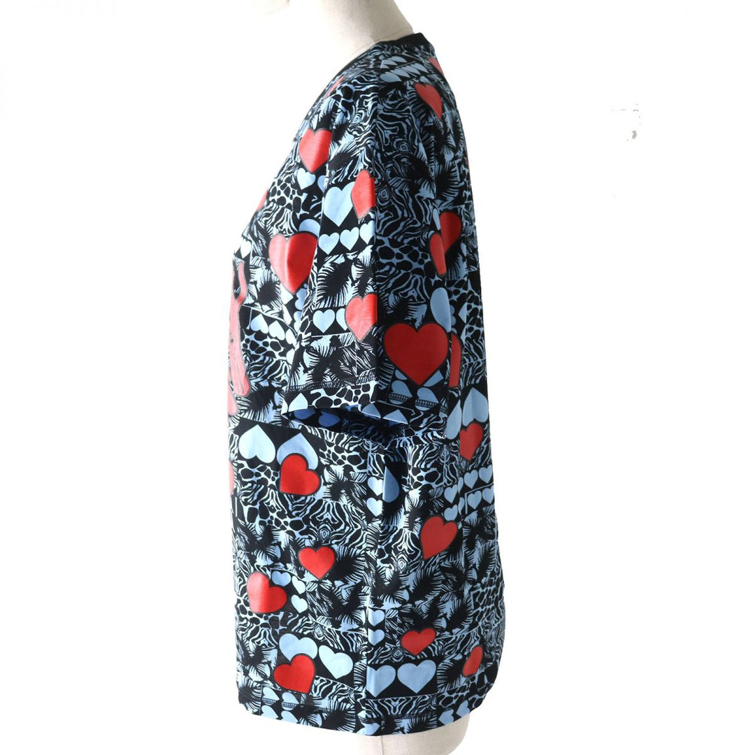 HERMES Short sleeve T-shirt cotton Black x Red x Light Blue 38