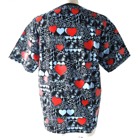 HERMES Short sleeve T-shirt cotton Black x Red x Light Blue 38