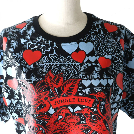 HERMES Short sleeve T-shirt cotton Black x Red x Light Blue 38