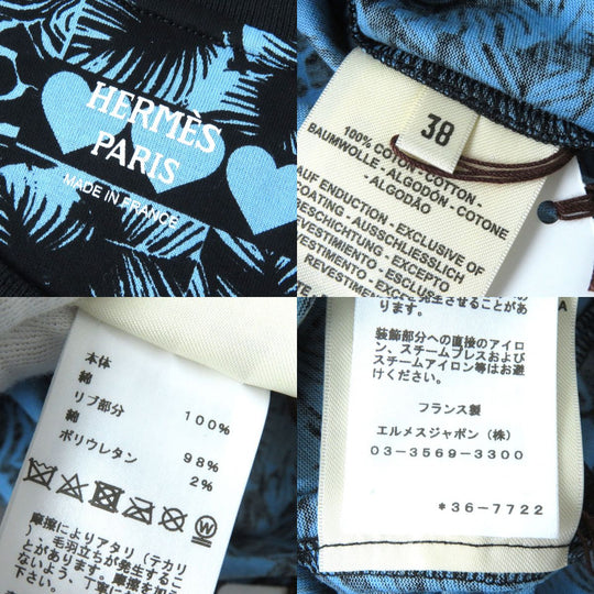 HERMES Short sleeve T-shirt cotton Black x Red x Light Blue 38