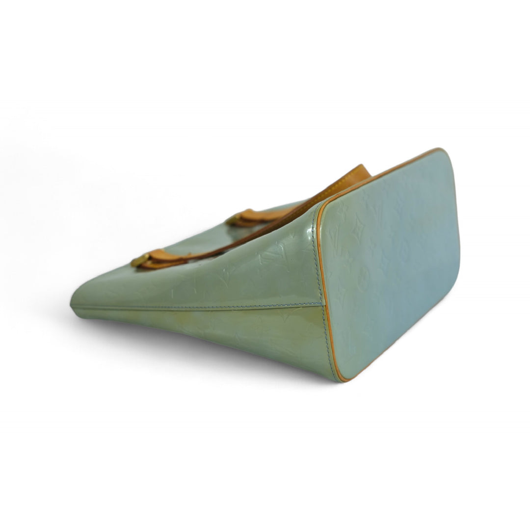 Louis Vuitton Vernis Houston Tote Green Monogram Patent Leather Shoulder Bag Women's Handbag