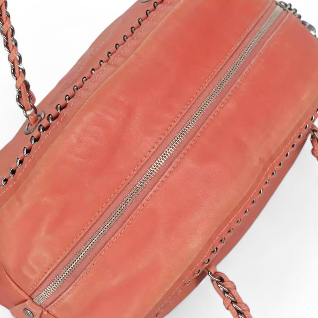Chanel Coco Mark Chain Handbag Leather Pink Silver Women's Bag