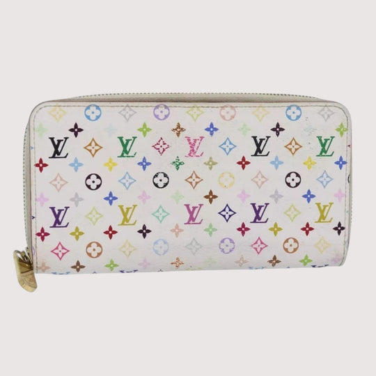 Louis Vuitton Monogram Zippy Wallet Multicolor White Long Wallet Womens