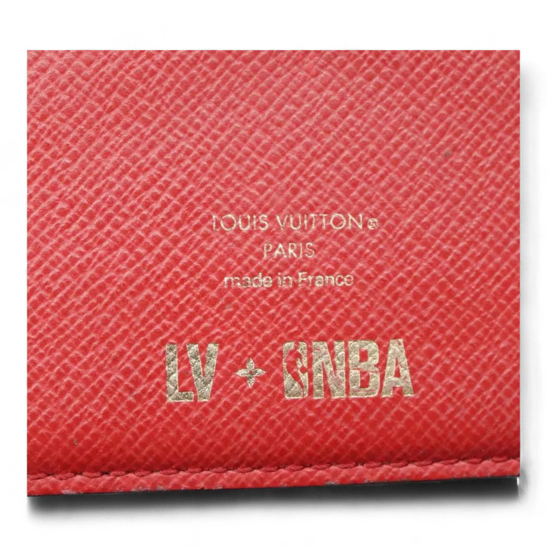 Louis Vuitton Monogram NBA Mens Leather Bifold Wallet Brown Red