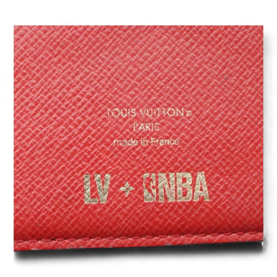 Louis Vuitton Monogram NBA Mens Leather Bifold Wallet Brown Red