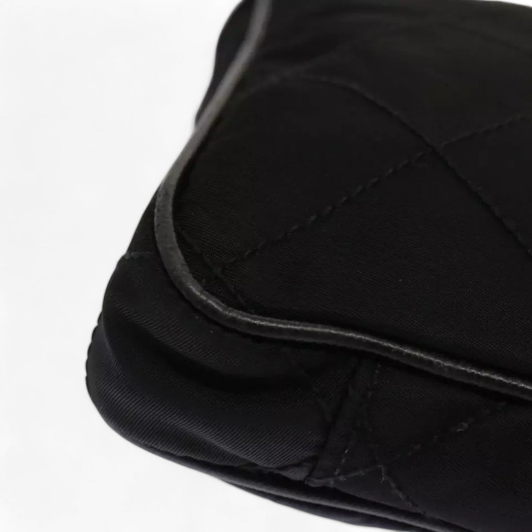 Prada Quilted Black Nylon Shoulder Bag Preowned Made in Italy