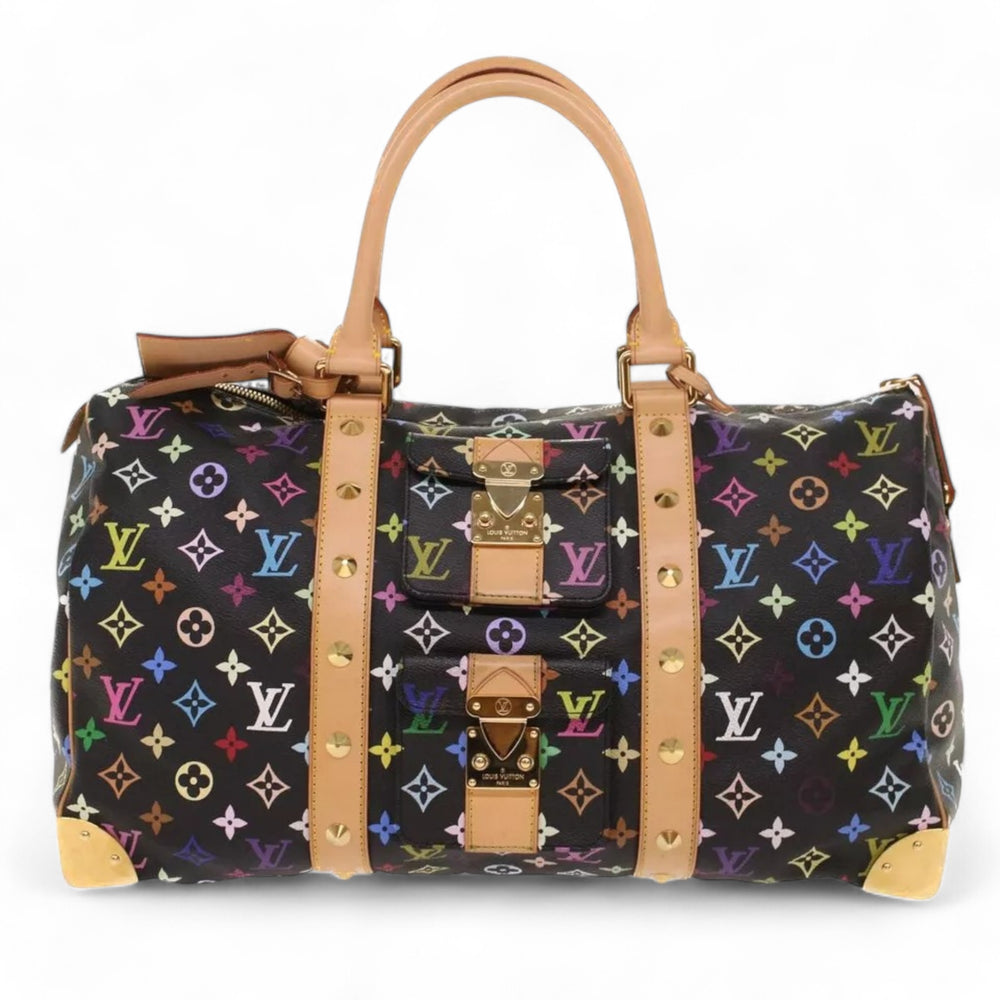 Louis Vuitton Monogram Multicolor Keepall 45 Boston Bag Black Women's Handbag with Dust Bag and Keys