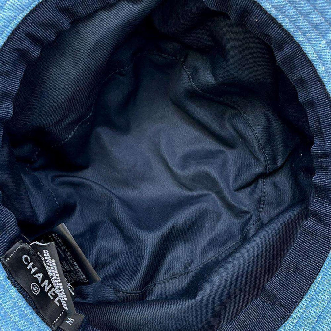CHANEL Denim Cotton Light Blue Hat Preloved
