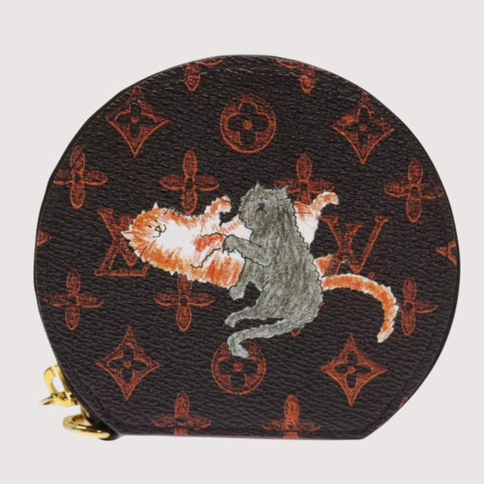 Louis Vuitton Catgram Chain Micro Powat Chapeau Coin Purse Monogram Canvas