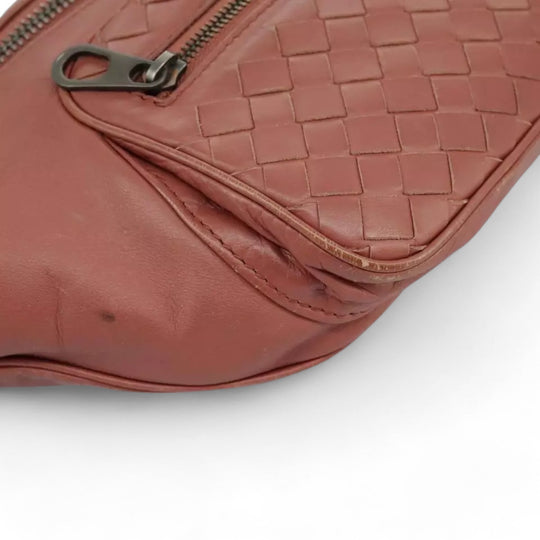 Bottega Veneta Waist Bag Leather Pink Shoulder Strap