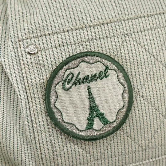 Chanel Handbag Canvas Green Silver CC Logo Bag