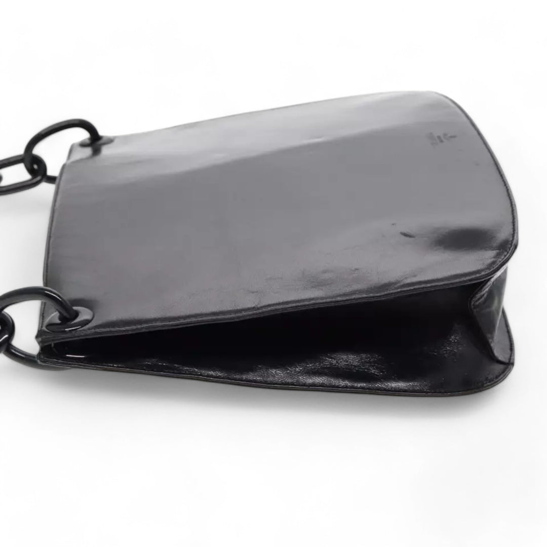 Prada Chain Shoulder Bag Leather Black Made in Italy