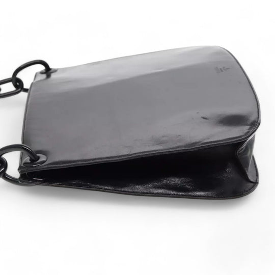 Prada Chain Shoulder Bag Leather Black Made in Italy