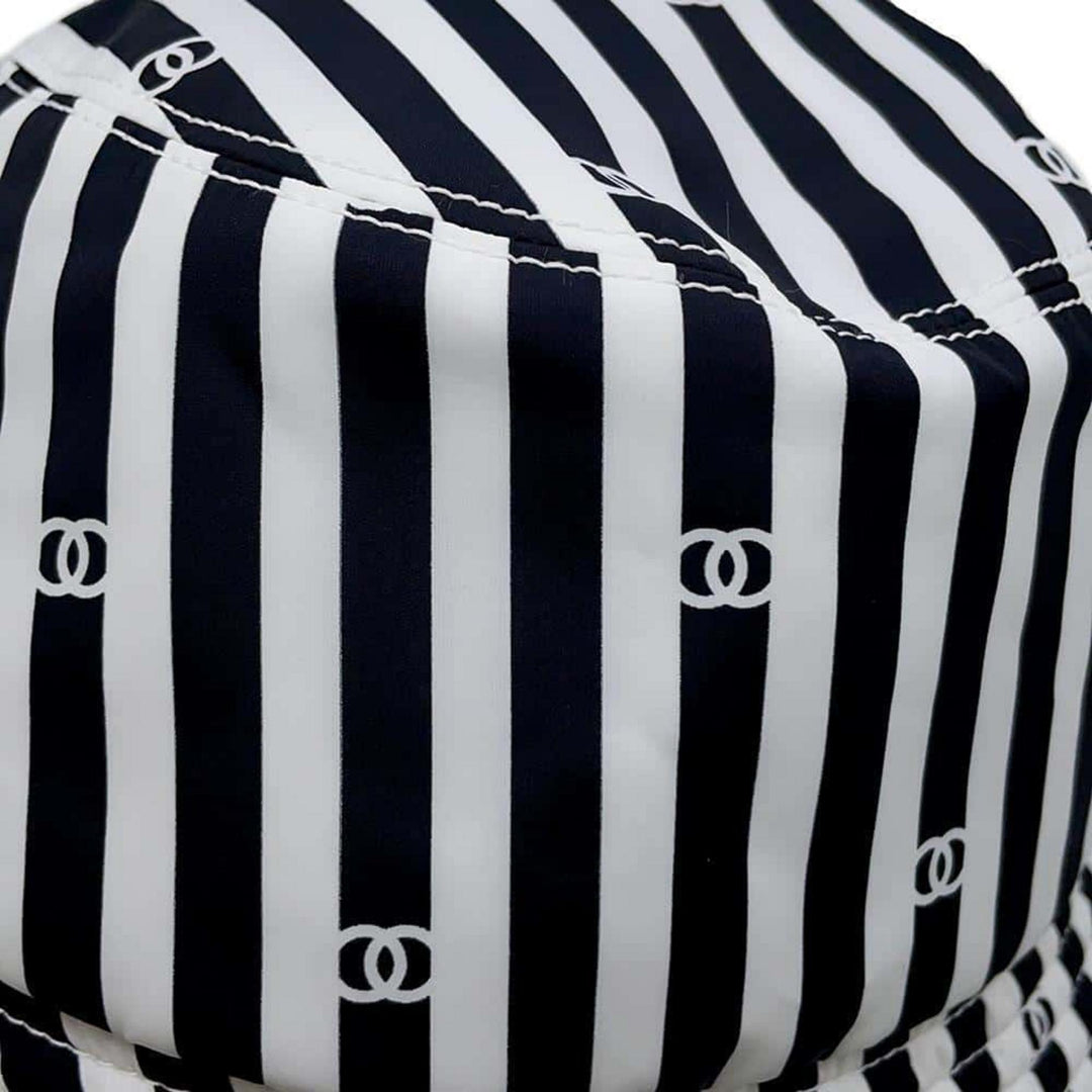 Chanel Coco Beach Polyamide White Black Hat Preloved