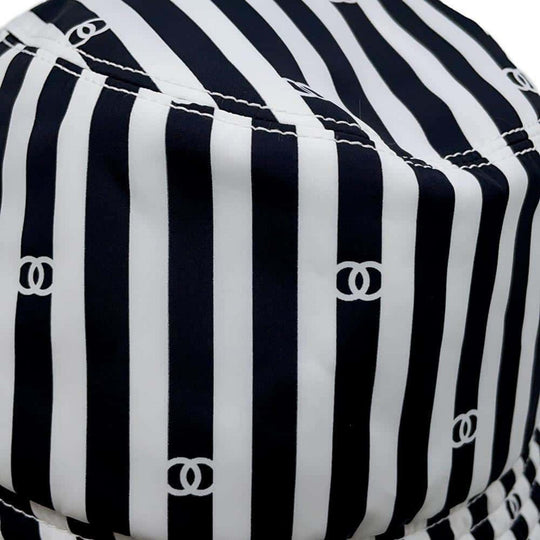 Chanel Coco Beach Polyamide White Black Hat Preloved