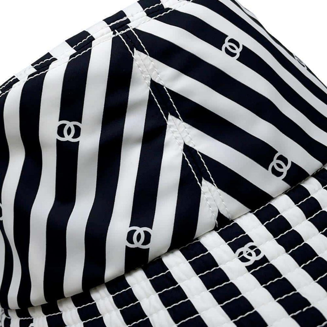 Chanel Coco Beach Polyamide White Black Hat Preloved