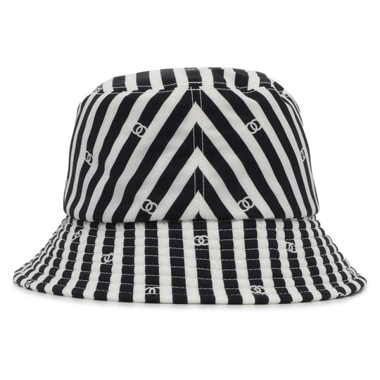 Chanel Coco Beach Polyamide White Black Hat Preloved
