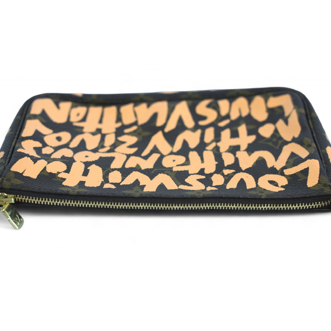 Louis Vuitton Stephen Sprouse Graffiti Clutch Monogram Canvas Brown Orange Unisex Handbag Zip