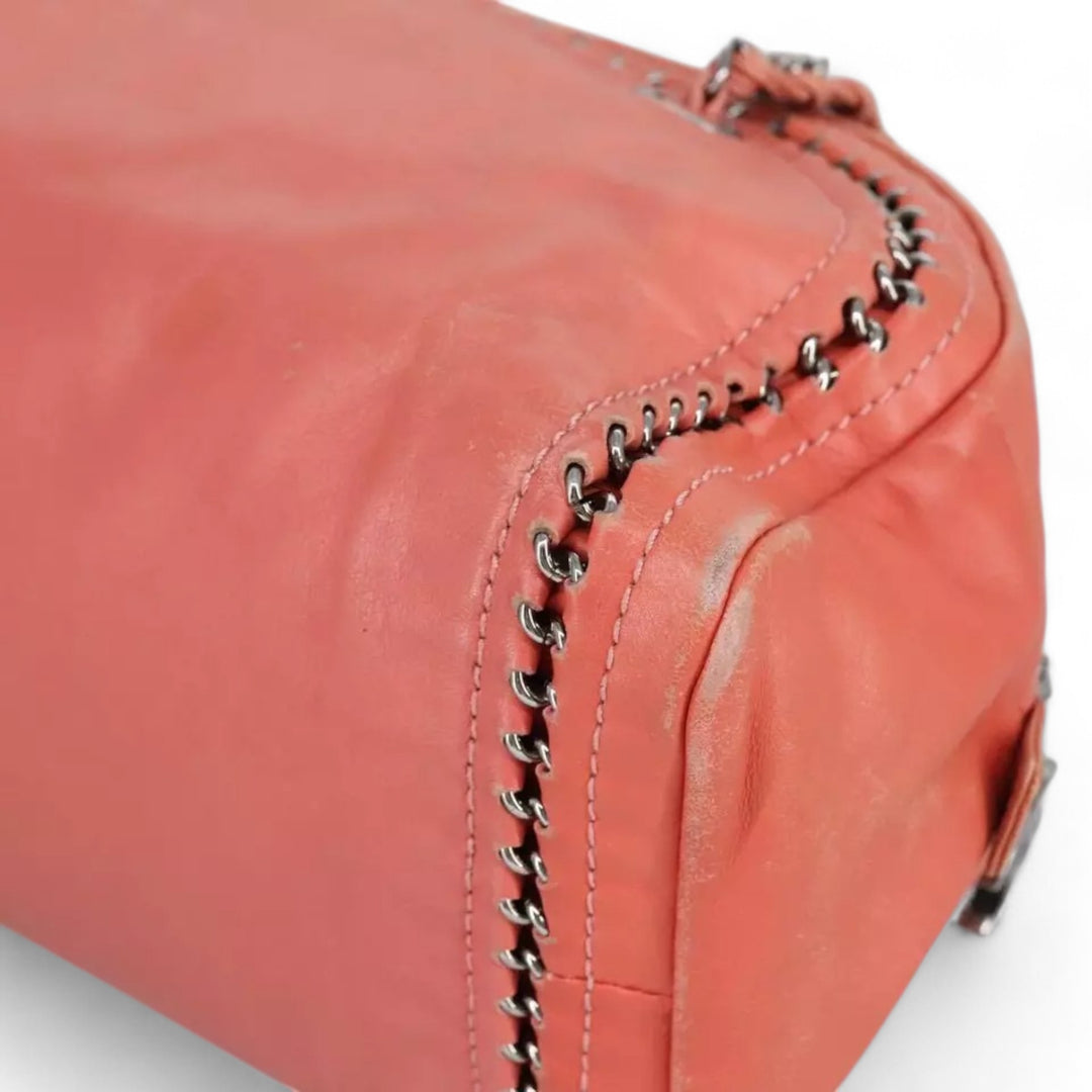 Chanel Coco Mark Chain Handbag Leather Pink Silver Women's Bag
