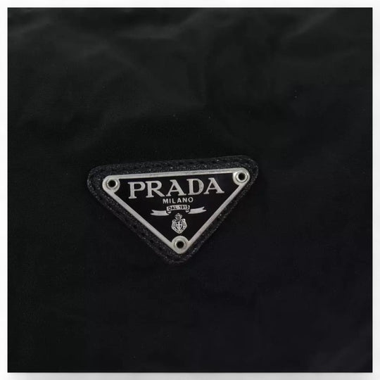 PRADA Leather Mini Boston Bag Saffiano Black Silver