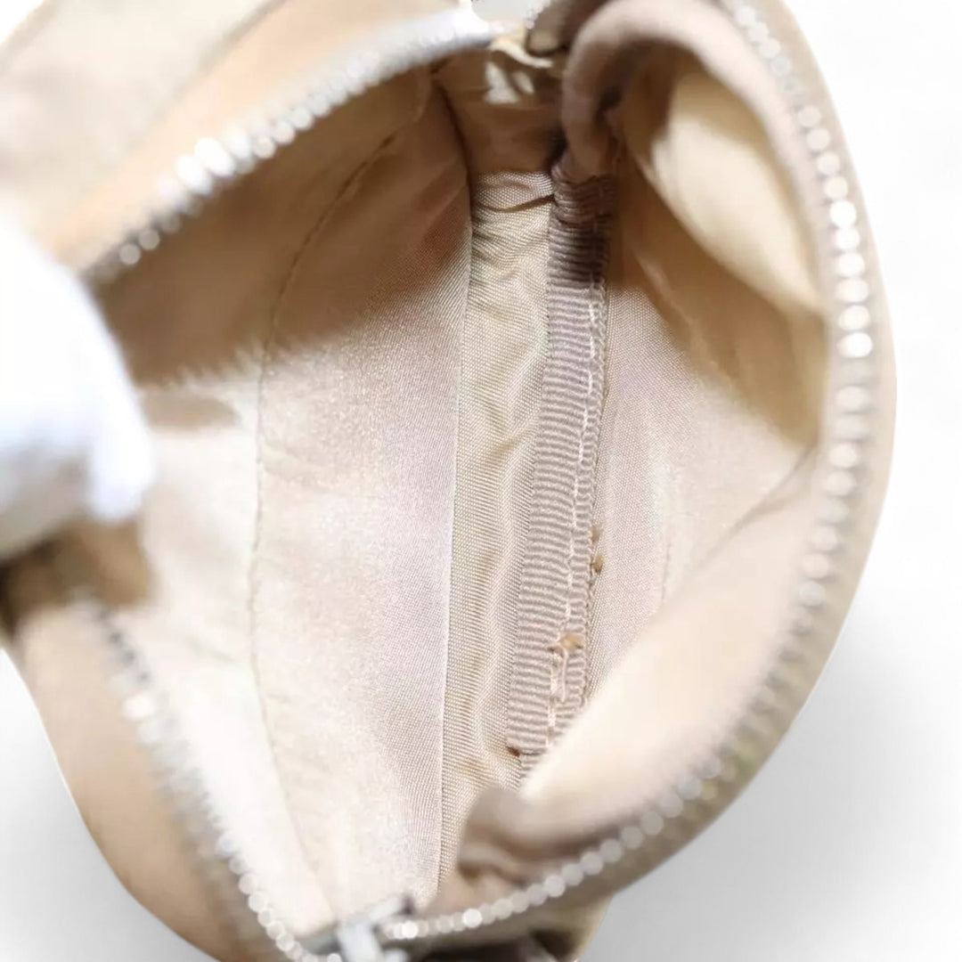 Prada Shoulder Nylon Bag Beige Silver Women