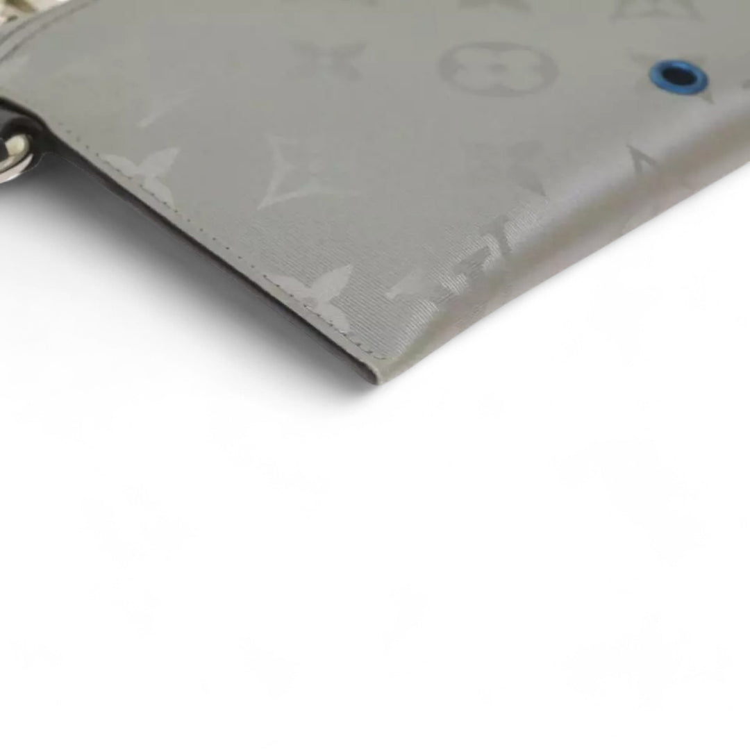 Louis Vuitton Monogram Satellite Alpha Pouch Silver Unisex Handbag with Card Holder