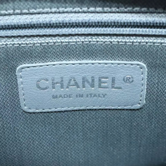 CHANEL Chain Shoulder Bag Leather Silver Black CC Women's Handbag