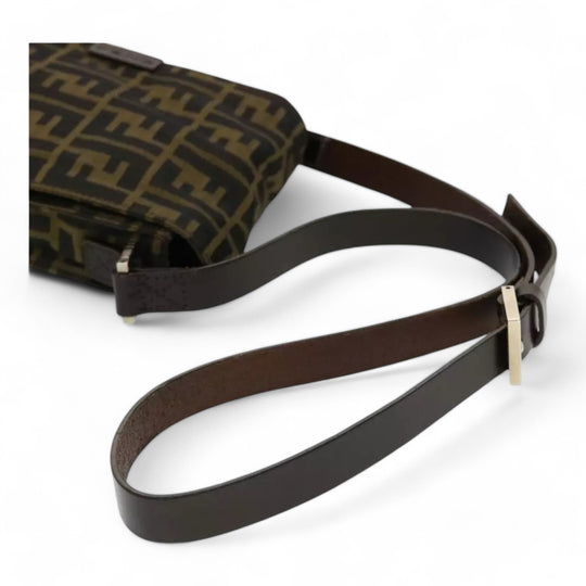 Fendi Zucca Canvas Shoulder Crossbody Bag Black Brown
