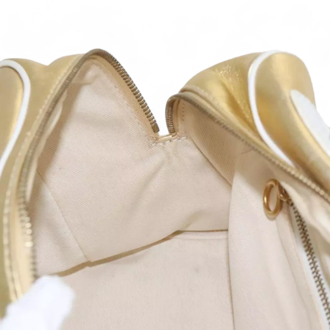 Celine Boston Bag Leather White Gold 2004 Women's Vintage Handbag