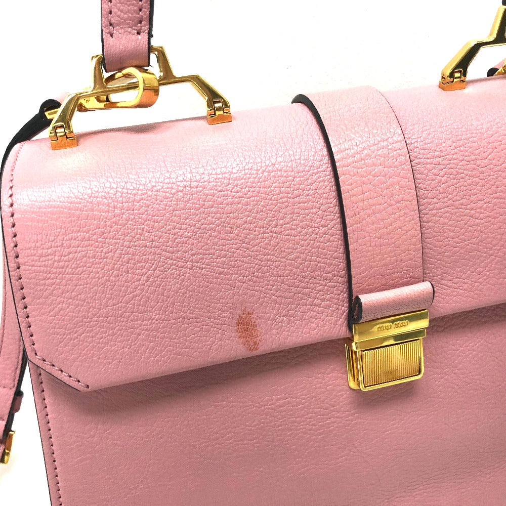 MIUMIU Handbag 5BA108 leather pink Madras Women Used Authentic