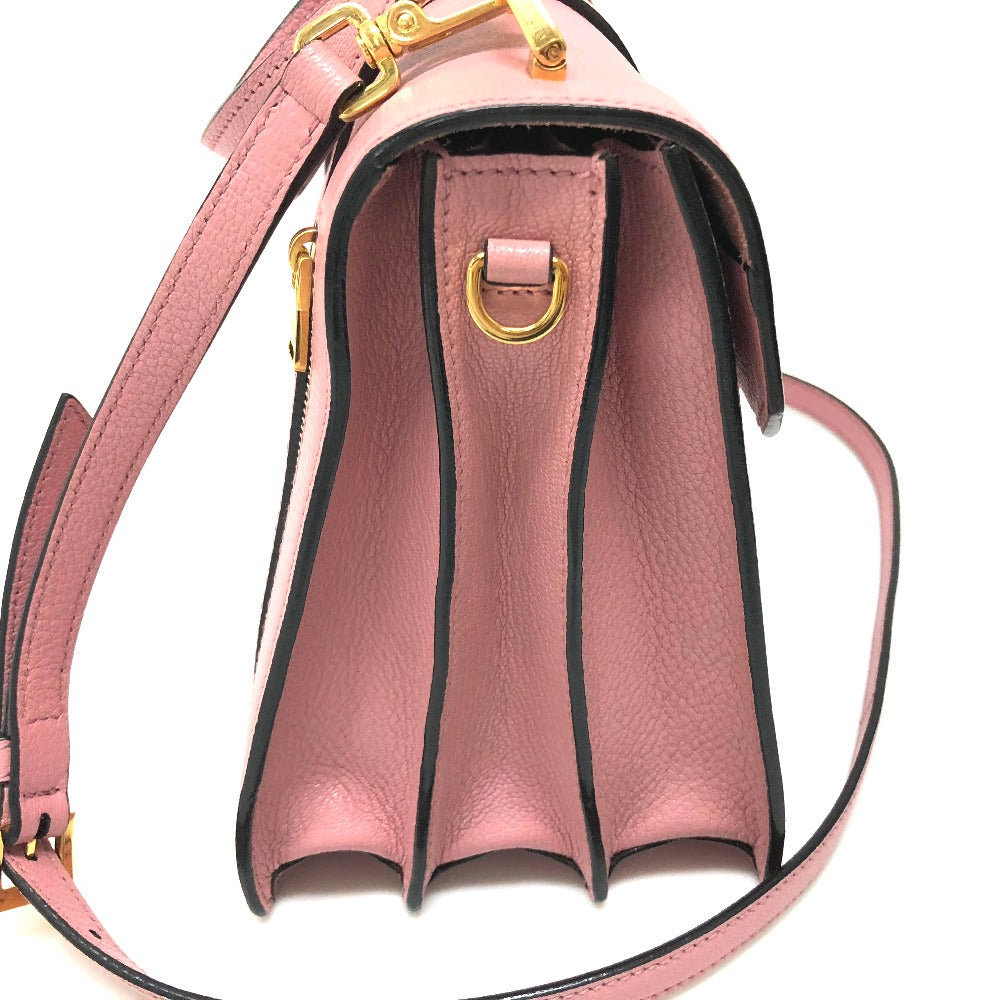 MIUMIU Handbag 5BA108 leather pink Madras Women Used Authentic