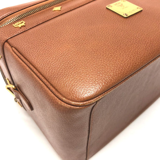 MCM Handbag leather Brown Vanity bag box Women Secondhand Authentic