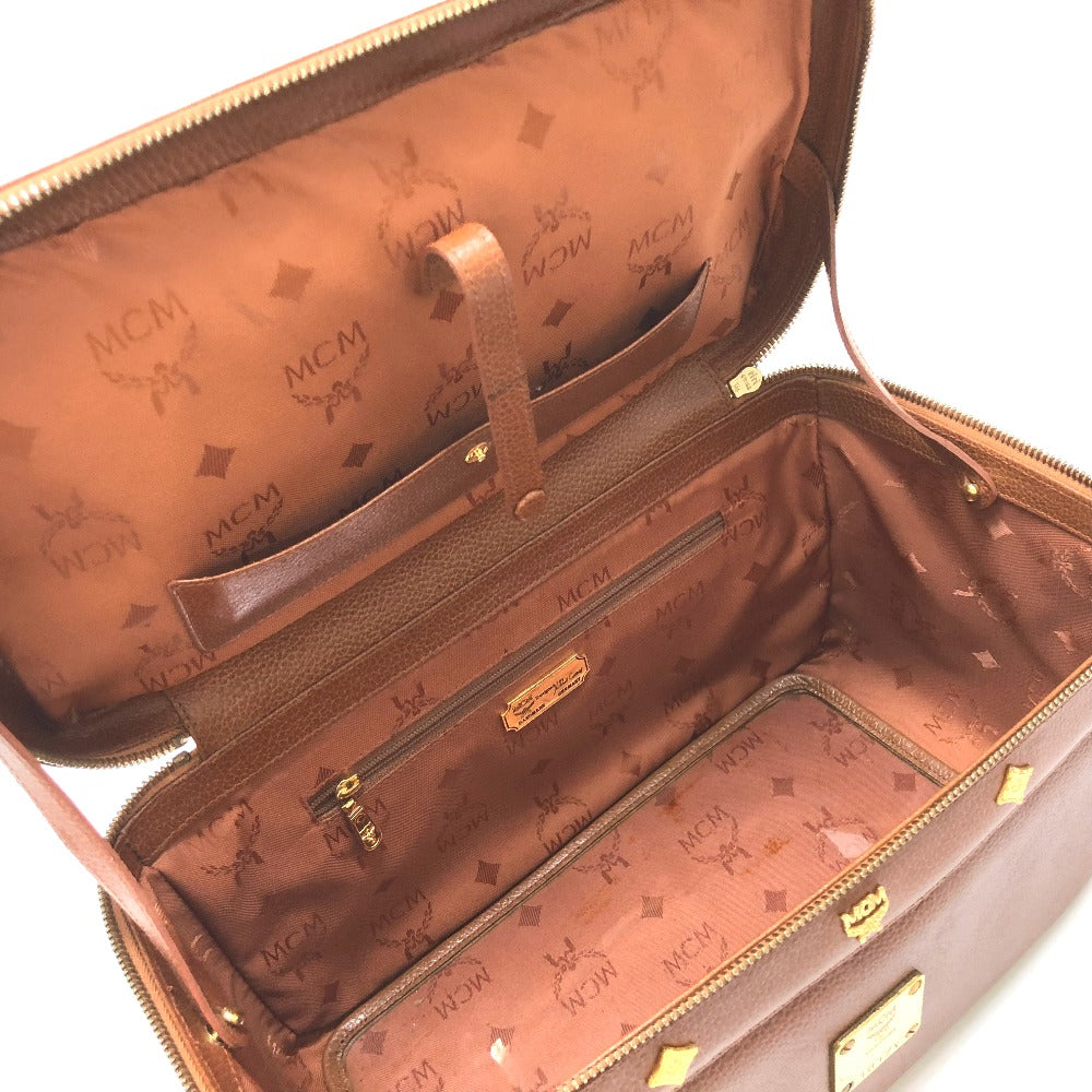 MCM Handbag leather Brown Vanity bag box Women Secondhand Authentic