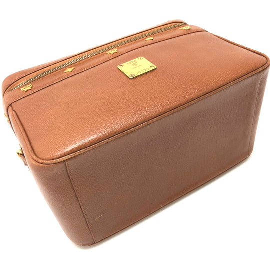 MCM Handbag leather Brown Vanity bag box Women Secondhand Authentic