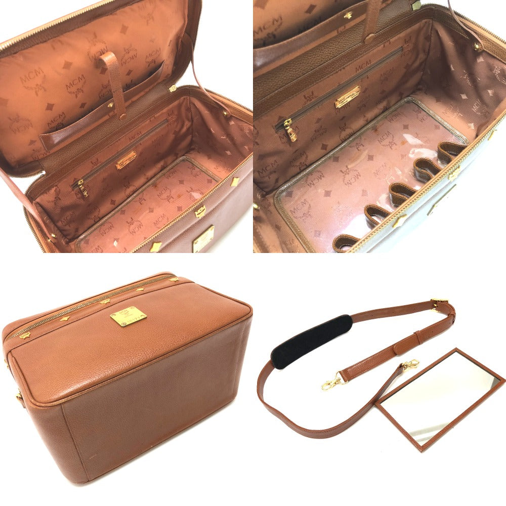 MCM Handbag leather Brown Vanity bag box Women Secondhand Authentic