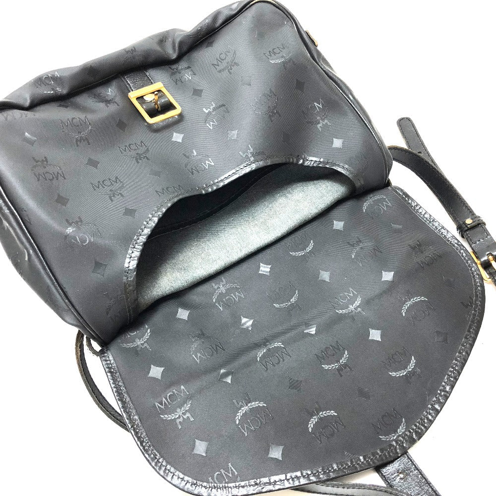 MCM Shoulder Bag PVC / Leather black Crossbody Logogram Women Used Authentic