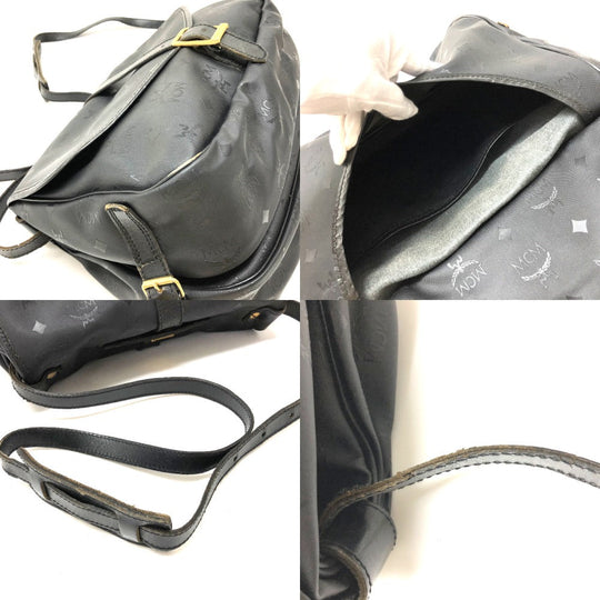 MCM Shoulder Bag PVC / Leather black Crossbody Logogram Women Used Authentic