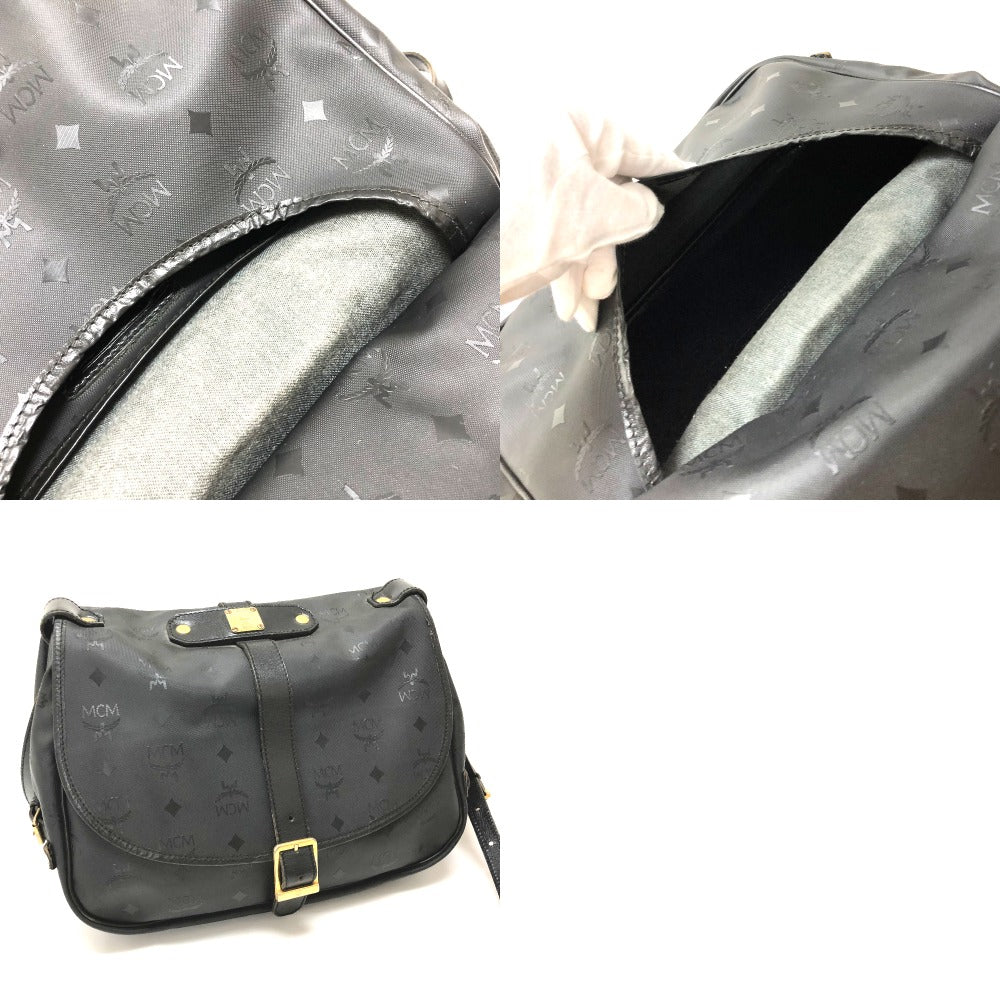 MCM Shoulder Bag PVC / Leather black Crossbody Logogram Women Used Authentic