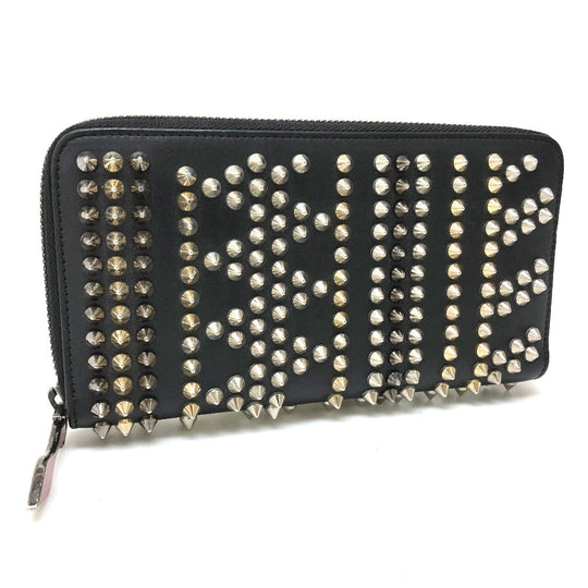 Christian Louboutin Long Wallet Purse 3145073 leather black Panettone spike studs Women Used Authentic