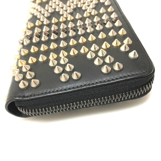 Christian Louboutin Long Wallet Purse 3145073 leather black Panettone spike studs Women Used Authentic