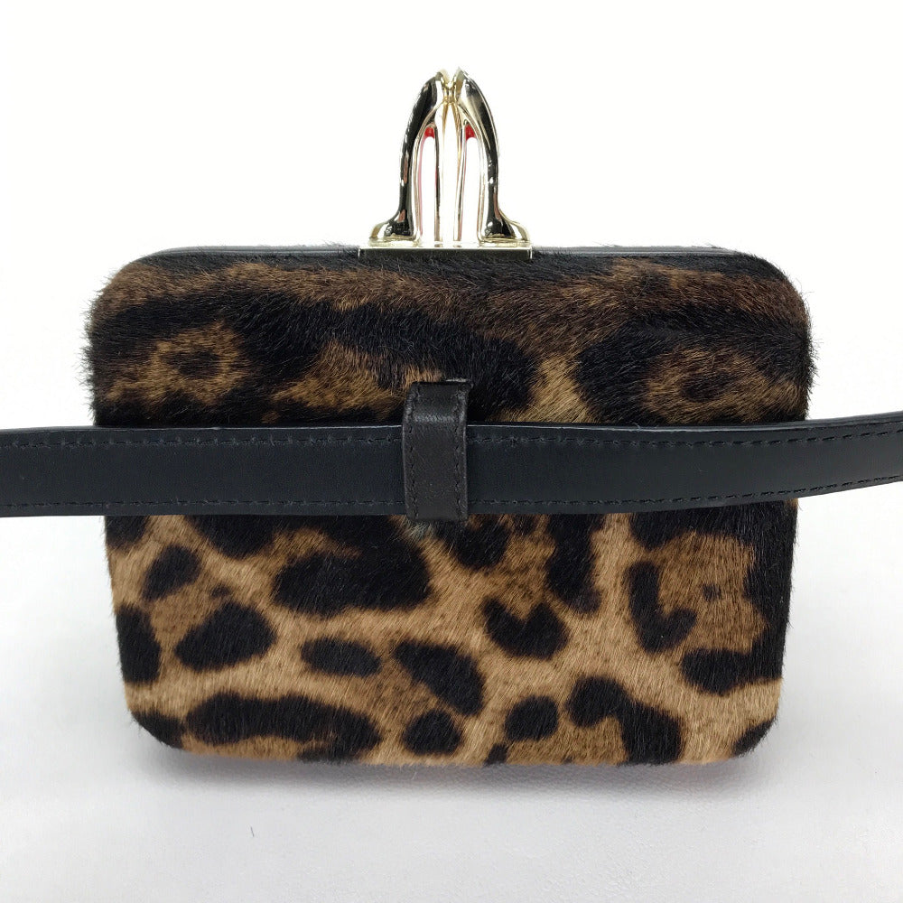 Christian Louboutin Waist bag 3110421 Leather / Harako Brown Leopard Leopard Pattern DANCING QUEEN CLUTCH PONY LUX Women Used Authentic