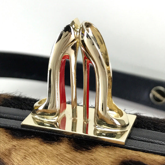 Christian Louboutin Waist bag 3110421 Leather / Harako Brown Leopard Leopard Pattern DANCING QUEEN CLUTCH PONY LUX Women Used Authentic