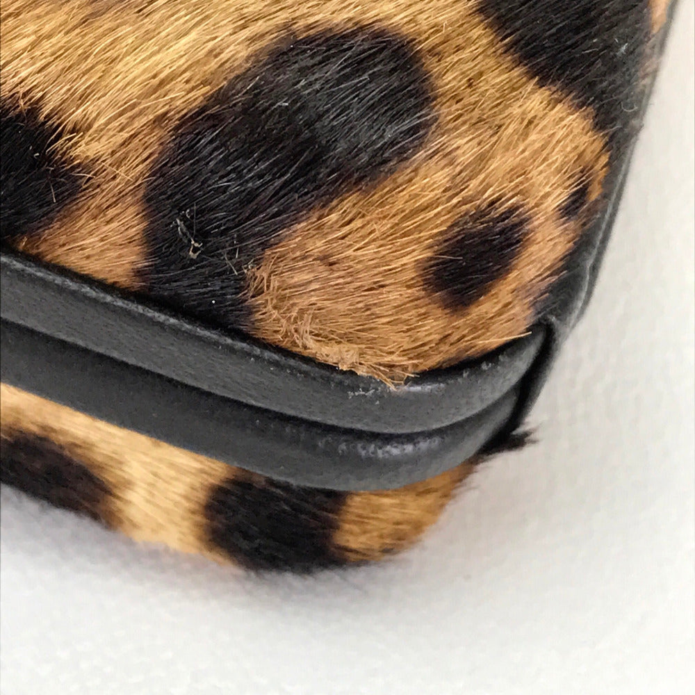 Christian Louboutin Waist bag 3110421 Leather / Harako Brown Leopard Leopard Pattern DANCING QUEEN CLUTCH PONY LUX Women Used Authentic