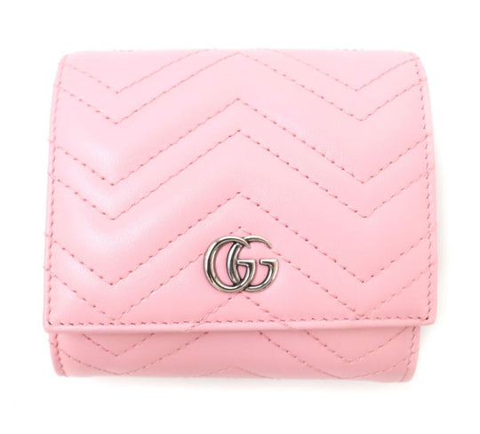 GUCCI Bifold Wallet 598629 leather Pink x Silver Metal