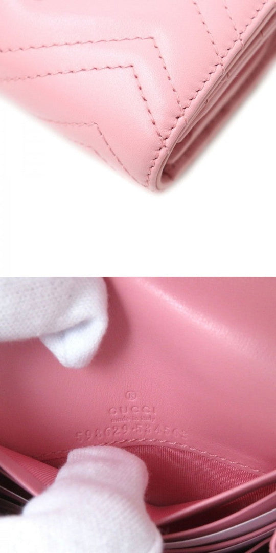 GUCCI Bifold Wallet 598629 leather Pink x Silver Metal