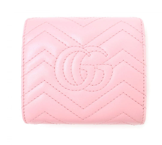 GUCCI Bifold Wallet 598629 leather Pink x Silver Metal