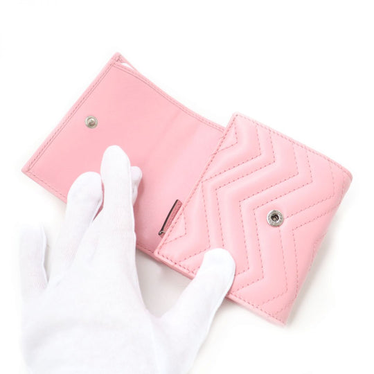 GUCCI Bifold Wallet 598629 leather Pink x Silver Metal